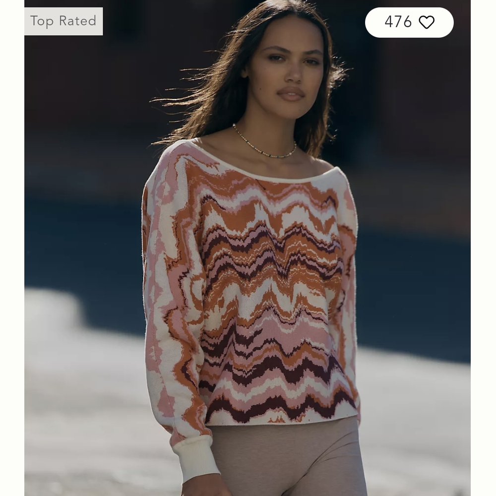 Anthropologie Pink and Orange Wave Sweater